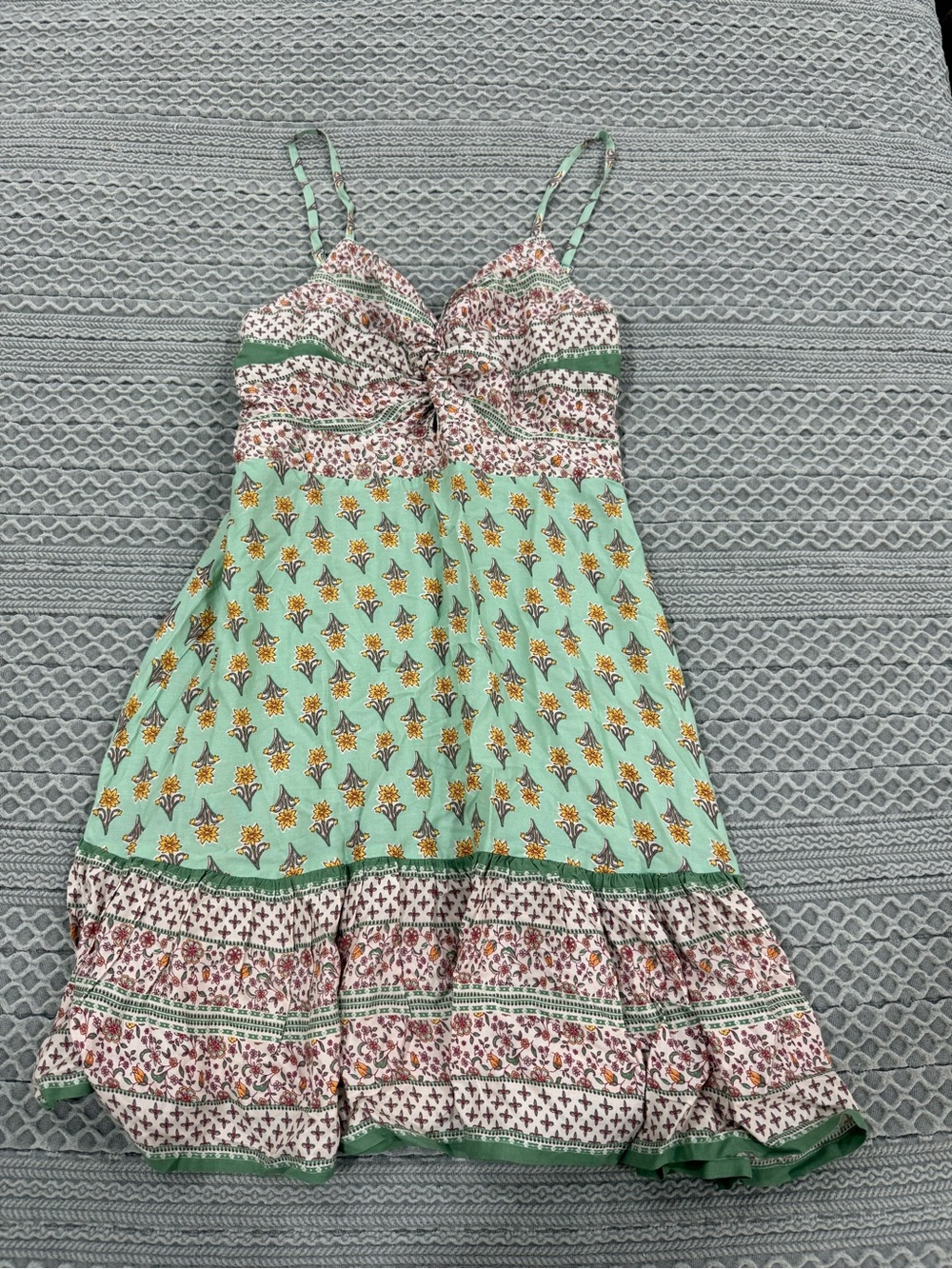 Free People Mint Green Tiered Floral Sundress